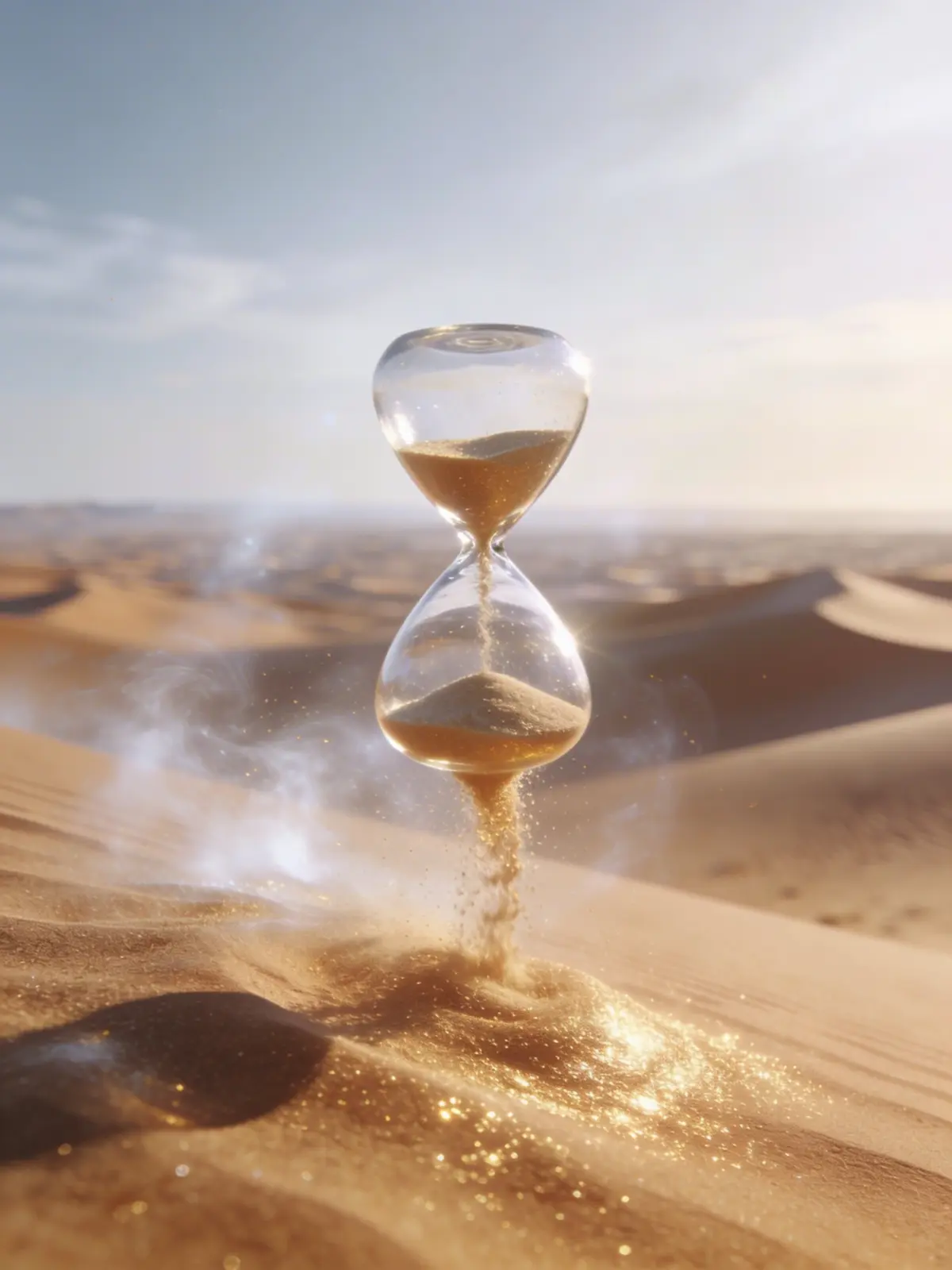 Hourglass in the desert sand