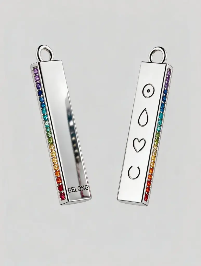 BELONG pendant in 925 sterling silver with chakra-inspired colours Swarovski zirconia, zirconia on the sides