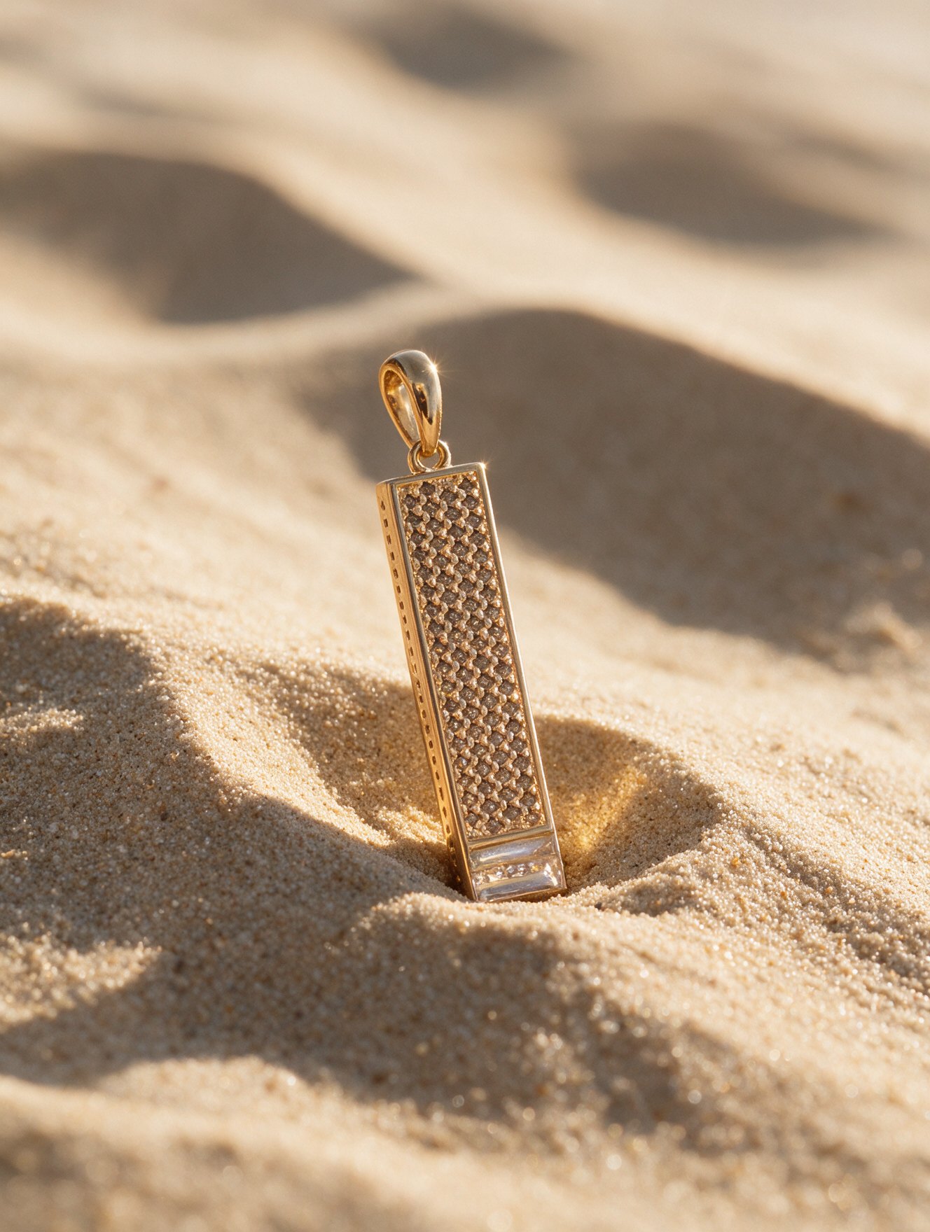 BELONG pendant standing in the sand